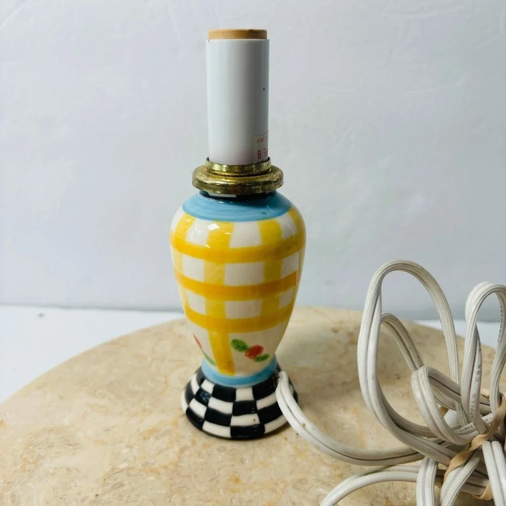 Vintage Mackenzie-Childs Inspired Ceramic Bulbous Table Lamp Works No Shade EUC!